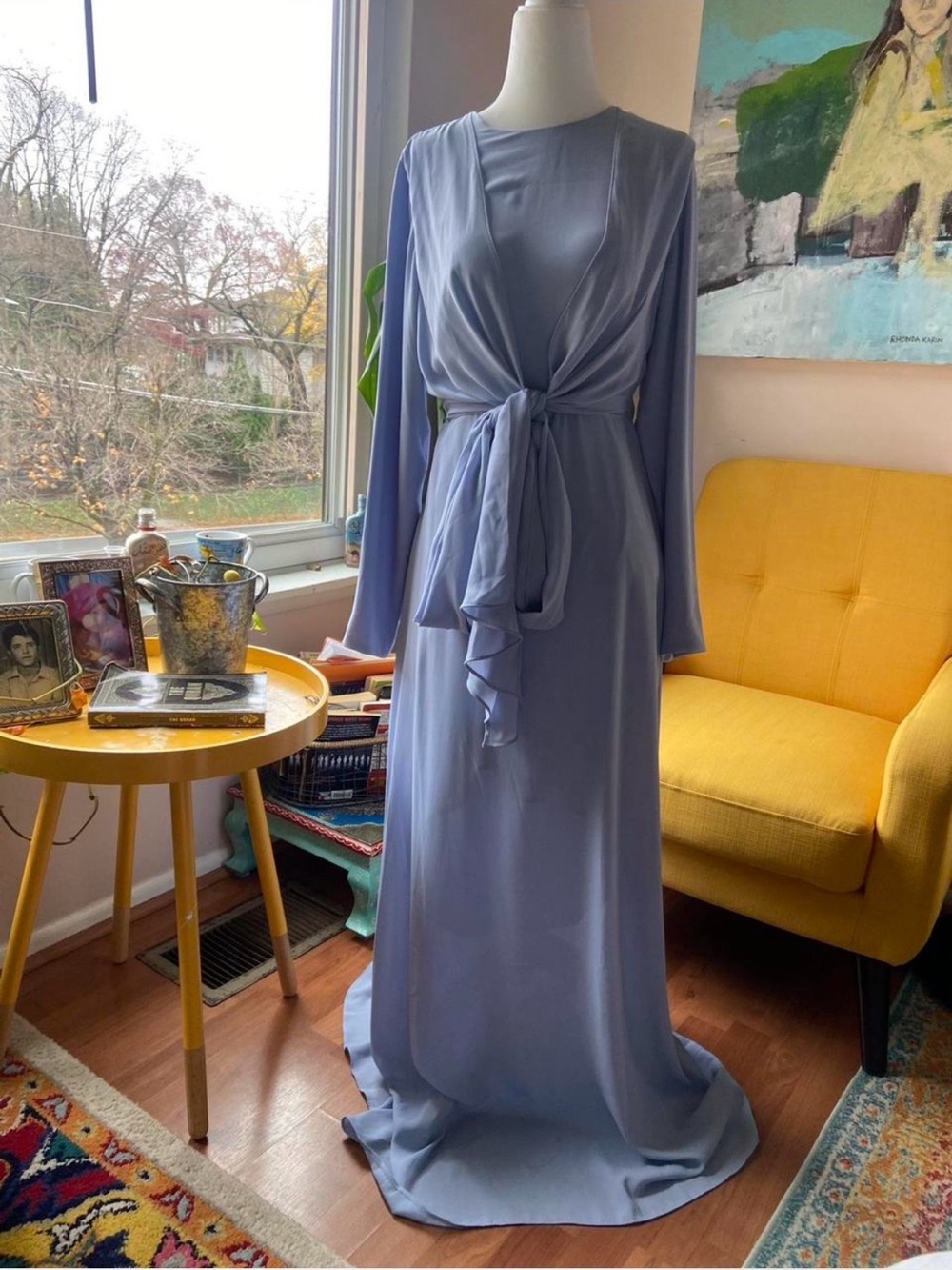 ASOS Lavender Tie-Front Long Sleeve Maxi Dress